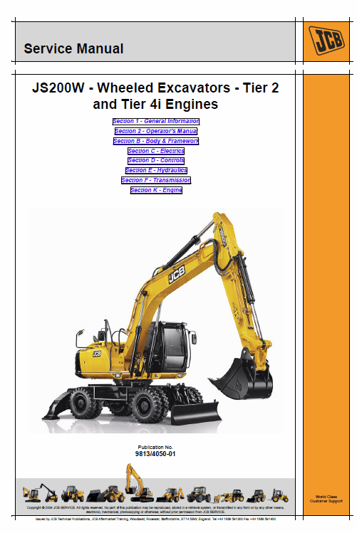 Jcb Js200w Wheeled Excavator Service Manual