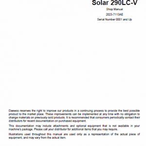 Doosan Daewoo Solar S290lc-v Excavator Service Manual