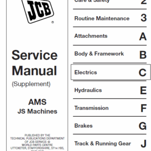 Jcb Js130w, Js150w Wheeled Excavator Service Manual (1993 – 1997)