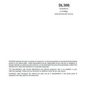 Doosan Daewoo Dl300 Wheeled Loader Service Manual