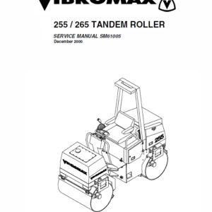 Jcb Vibromax 255, 265 Tandum Roller Service Manual