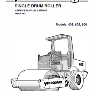 Jcb Vibromax 405, 605, 606 Single Drum Roller Service Manual