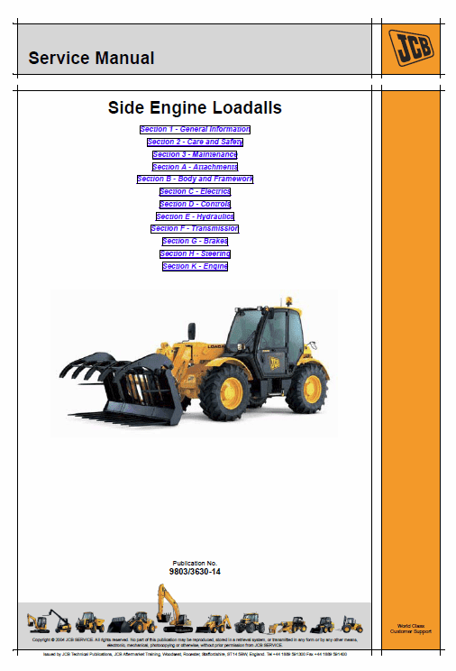 Jcb Telescopic Handlers Loadalls 530-70 – 540-170 Series Service Manual