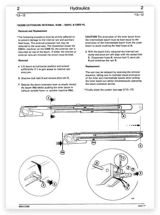 Jcb 520hl/m, 525hl/b, 530hl/b And 540b/bm Loadall Service Manual