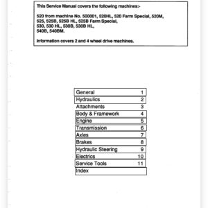 Jcb 520hl/m, 525hl/b, 530hl/b And 540b/bm Loadall Service Manual