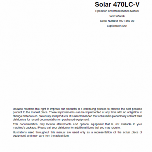 Doosan Daewoo Solar S470lc-v Excavator Service Manual