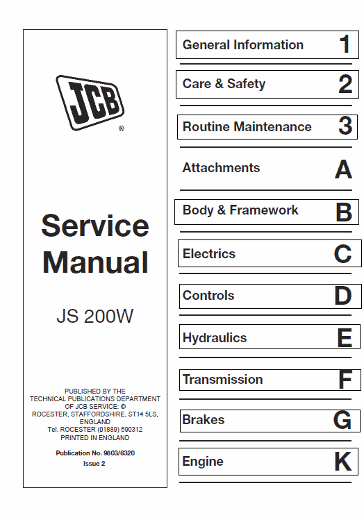 Jcb Js200w Wheeled Excavator Service Manual