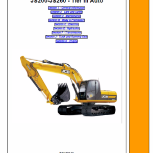 Jcb Js200, Js220, Js235, Js240, Js260 Tier 3 Excavator Service Manual