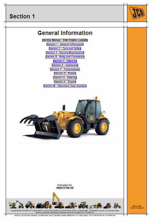 Jcb 531-70, 533-105, 535-95, 536-60, 536-70, 541-70, 550-80, 560-80 Loadall Manual