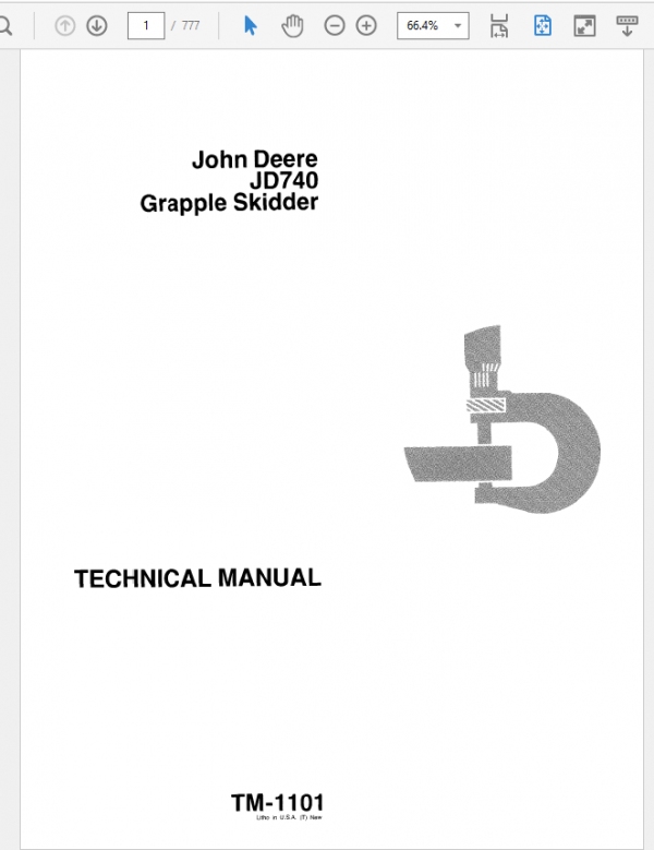 John Deere 740 Skidder Service Manual Tm-1059 & Tm-1101