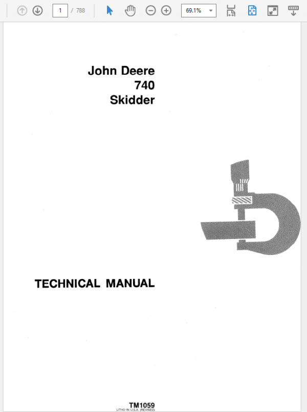 John Deere 740 Skidder Service Manual Tm-1059 & Tm-1101