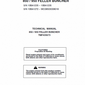 John Deere 850, 950 Feller Buncher Service Manual