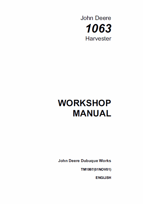 John Deere 1063 Harvester Service Manual Tm-1997