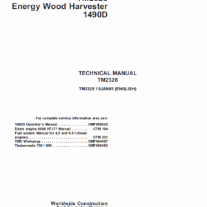 John Deere 1490d Harvester Service Manual Tm-2238