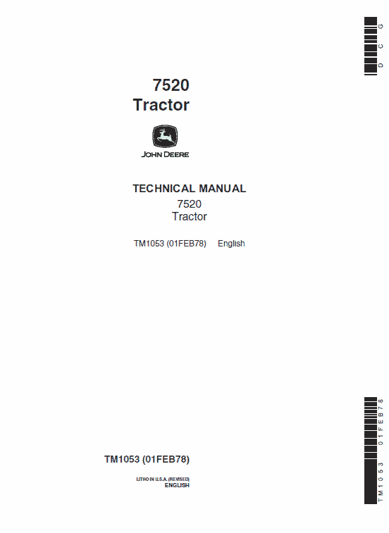 John Deere 7520 Tractor Service Manual Tm-1053