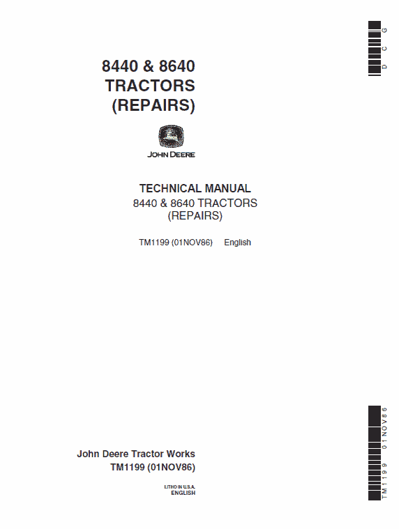 John Deere 8440, 8460 Tractor Service Manual Tm-1199