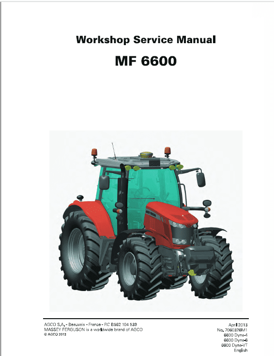 Massey Ferguson 6612, 6613, 6614, 6615 Tractor Service Manual