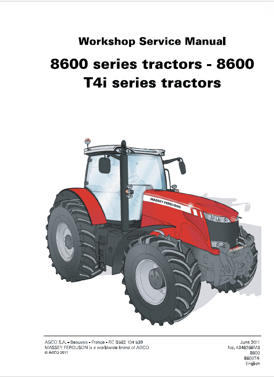 Massey Ferguson 8650, 8660, 8670, 8680, 8690 Tier 3 Tractor Service Manual