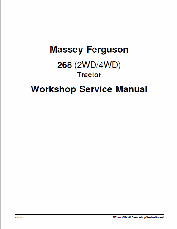 Massey Ferguson Mf 268 (2wd/4wd) Tractor Service Manual