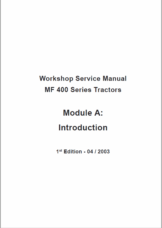 Massey Ferguson Mf 415, 425, 435, 440 Tractor Service Manual