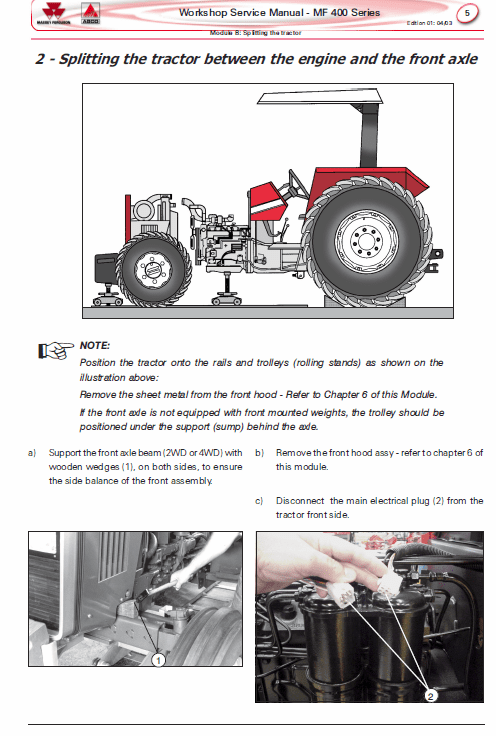 Massey Ferguson Mf 445, 460, 465, 475 Tractor Service Manual