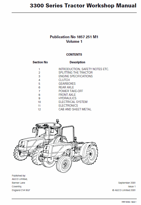 Massey Ferguson 3315, 3325, 3330 Tractor Service Manual