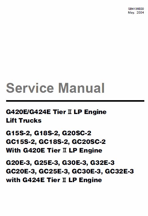 Doosan Daewoo G420e, G424e Tier 2 Lp Engine Forklift Service Manual