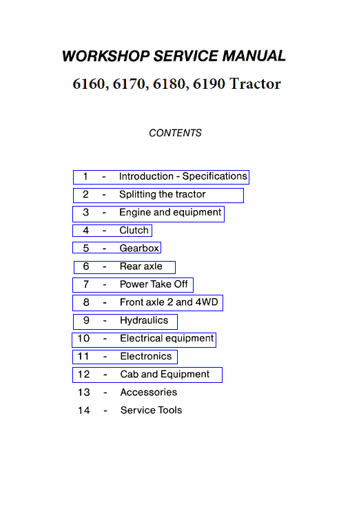 Massey Ferguson 6160, 6170, 6180, 6190 Tractor Service Manual