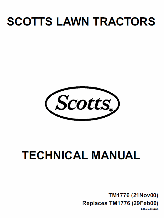 John Deere S1642, S1742, S2046, S2546 Scotts Tractor Manual Tm-1776