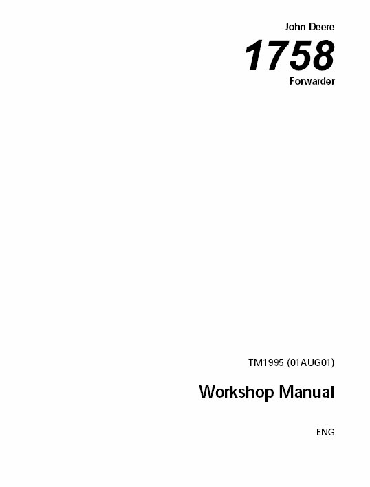 John Deere 1758 Forwarder Service Manual Tm-1995