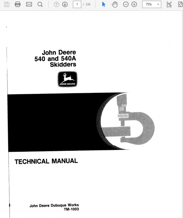 John Deere 540, 540a Skidders Service Manual Tm-1003