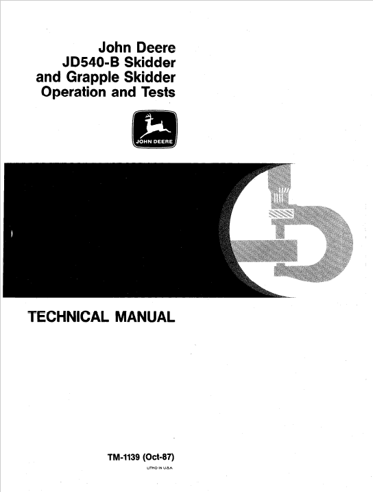 John Deere 540b Skidder Service Manual Tm-1139