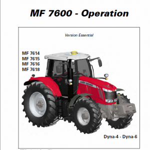 Massey Ferguson 7614, 7415, 7416, 7418 Tractor Operation And Maintenance Manual