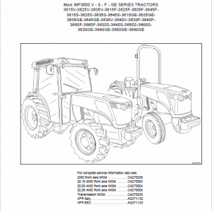 Massey Ferguson Mf3600 V – S – F – Ge Series Tractors Workshop Manual