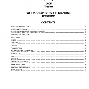 Massey Ferguson 2625 Tractors Service Workshop Manual