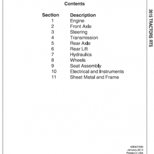 Massey Ferguson 2605, 2615 Tractor Service Manual