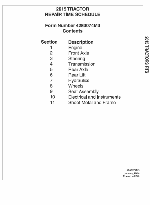 Massey Ferguson 2605, 2615 Tractor Service Manual