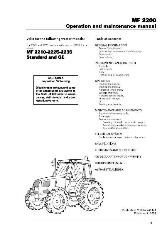 Massey Ferguson 2210, 2225, 2235 Tractor Service Manual