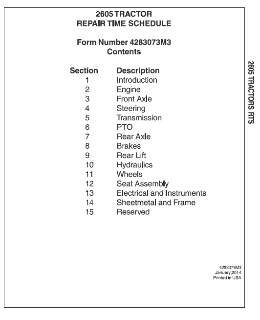 Massey Ferguson 2605, 2615 Tractor Service Manual