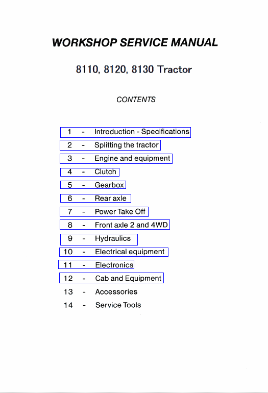 Massey Ferguson 8110, 8120, 8130 Tractor Service Manual