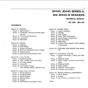 John Deere 440, 440a, 440b Skidder Service Manual Tm-1009