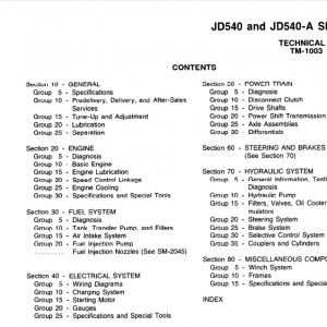 John Deere 540, 540a Skidders Service Manual Tm-1003