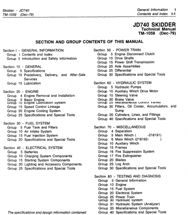 John Deere 740 Skidder Service Manual Tm-1059 & Tm-1101