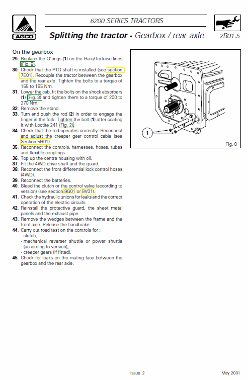 Massey Ferguson 6235, 6245, 6255, 6260 Tractor Service Manual