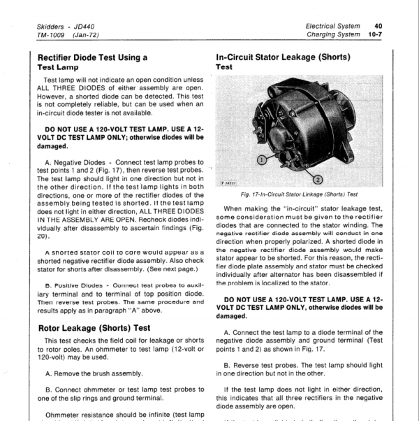 John Deere 440, 440a, 440b Skidder Service Manual Tm-1009