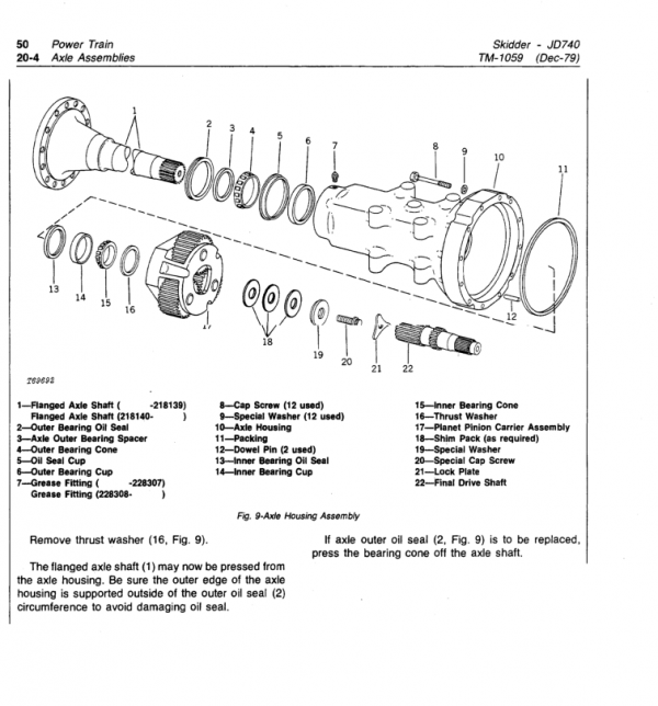 John Deere 740 Skidder Service Manual Tm-1059 & Tm-1101