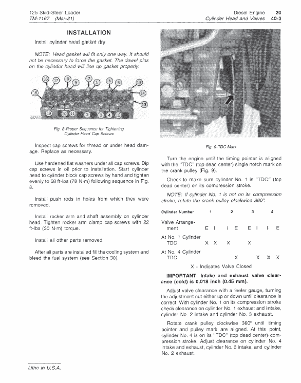 John Deere 125 Skid-steer Loader Service Manual