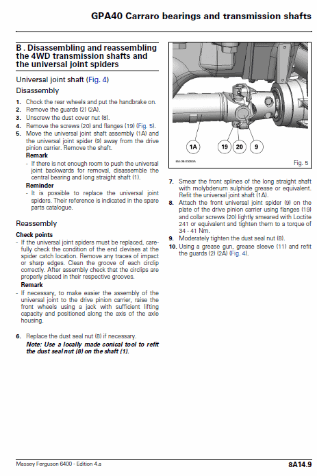 Massey Ferguson 6445, 6455, 6460, 6465, 6470, 6475, 6480 Tractor Service Manual