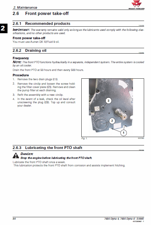 Massey Ferguson 7614, 7415, 7416, 7418 Tractor Operation And Maintenance Manual