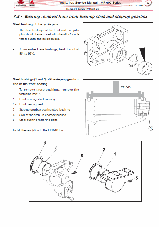 Massey Ferguson Mf 415, 425, 435, 440 Tractor Service Manual